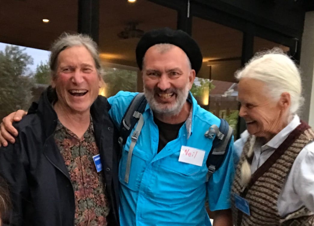 Neil Willmann with David Holmgren at the RetroSuburbia book launch in Sydney, 2019